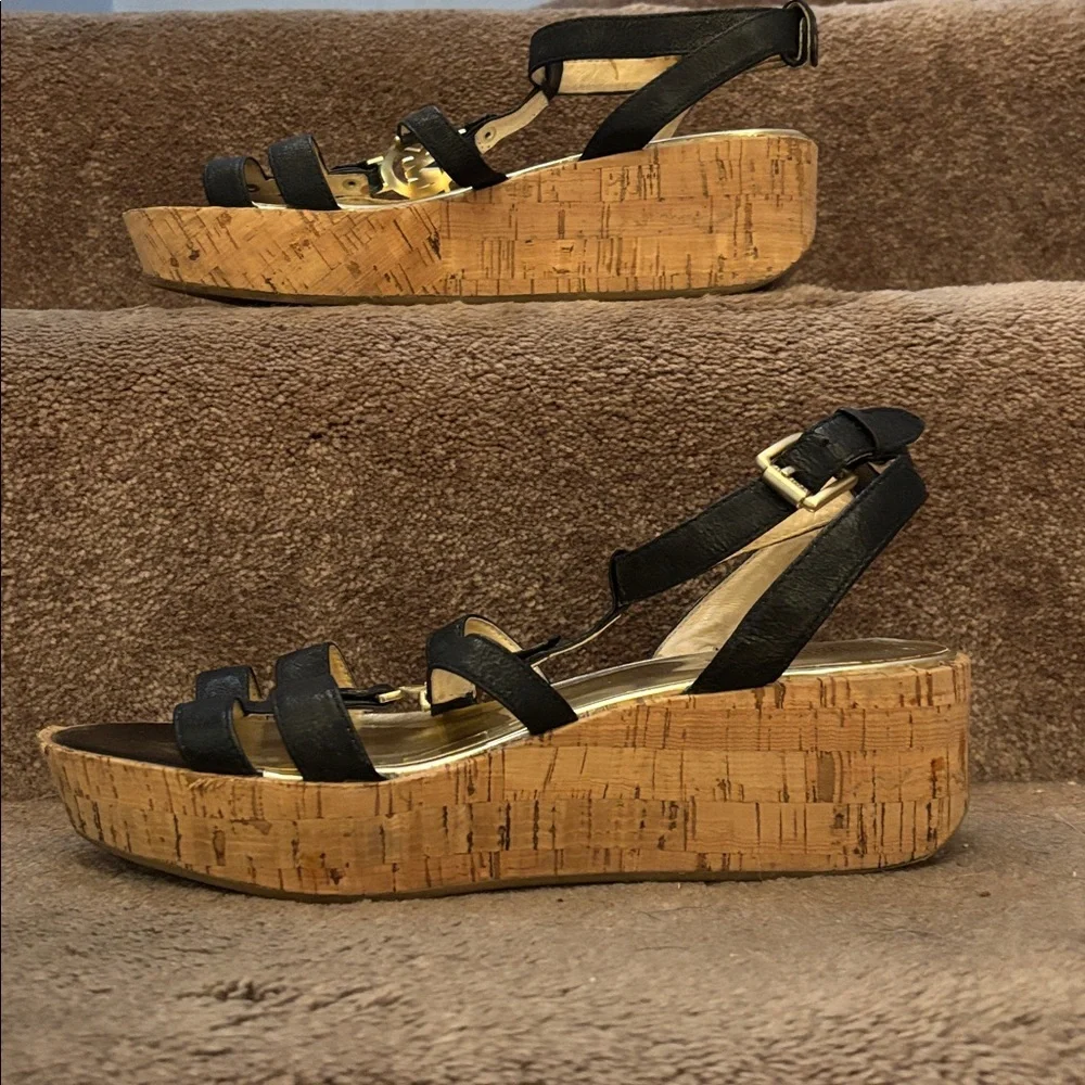 Michael Kors black leather and cork sandal ladies size 11. - Picture 4 of 7
